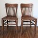 Two chairs solid oak patinated early twentieth century