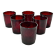 Set of 6 70s burgundy colored glass glasses