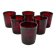 Set of 6 70s burgundy colored glass glasses