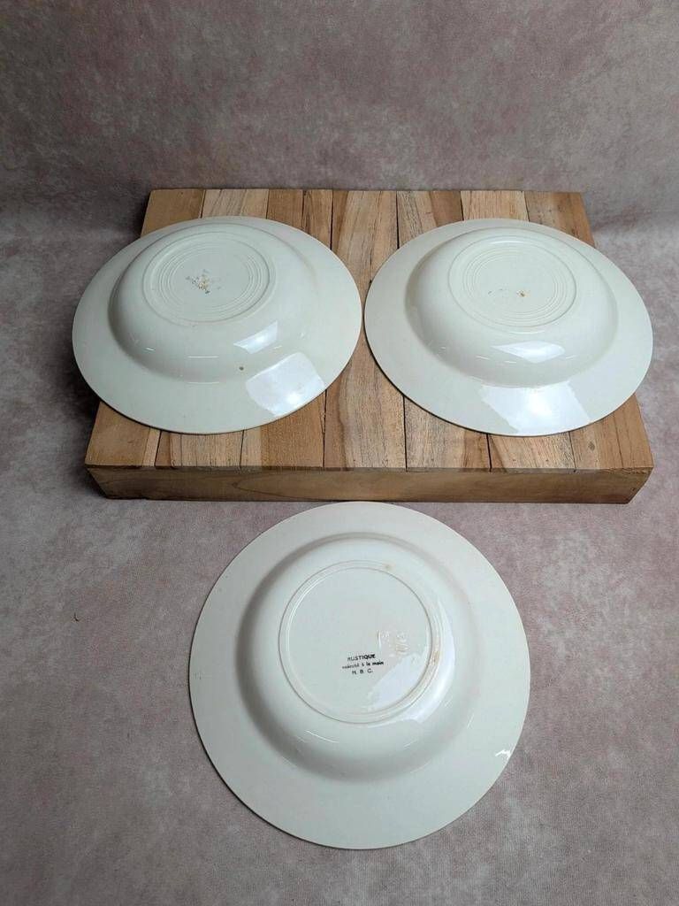 Set of 6 ironstone plates HBC – Rustic Model – Hand-painted floral design