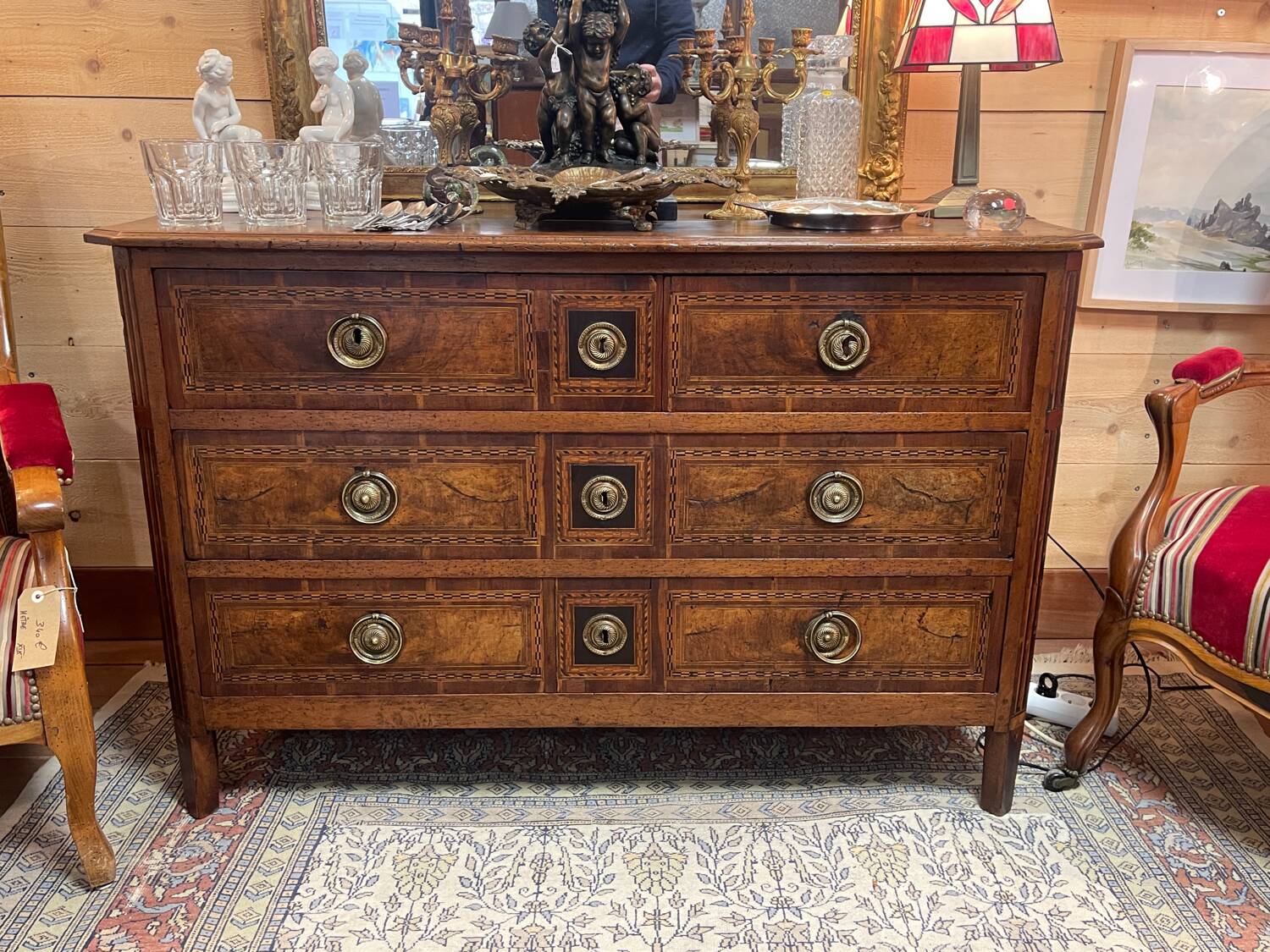 Louis XVI period chest of drawers in walnut, oak and fir, 18th century