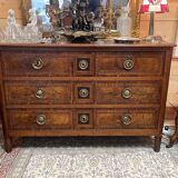Louis XVI period chest of drawers in walnut, oak and fir, 18th century
