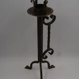 Brutalist wrought iron candle holder