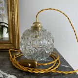 Walking lamp with vintage molded glass globe