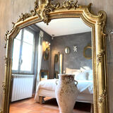 19th-century gilded pediment mirror