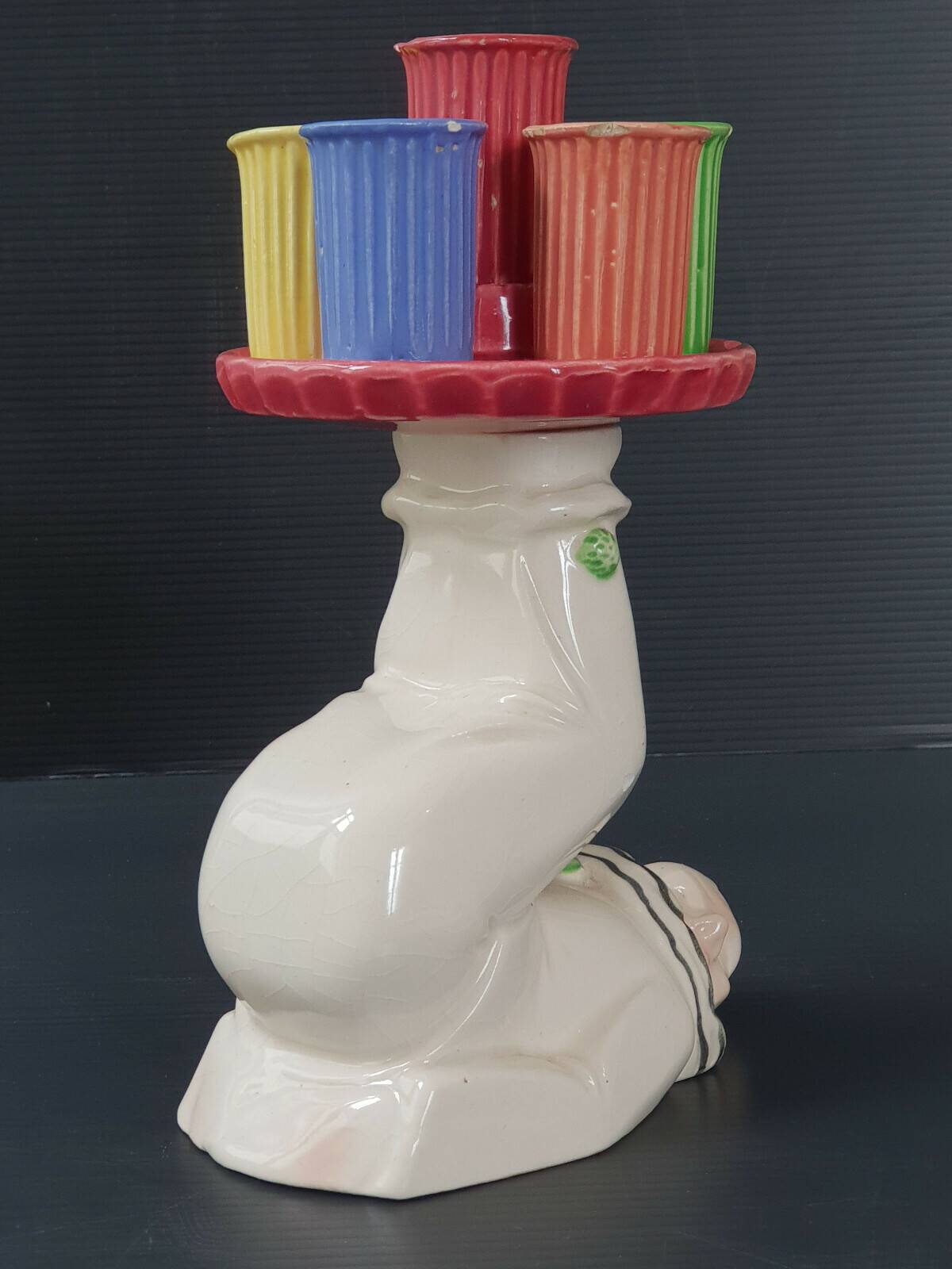 Service a liqueur 1950 vintage clown jongleur ceramic 50s 50's 1950s