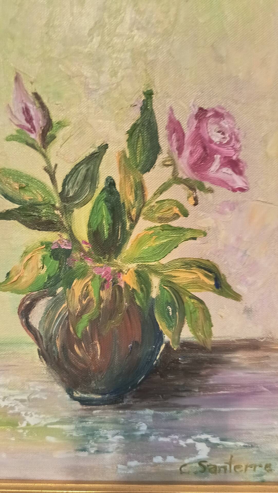 Tableau floral huile signé