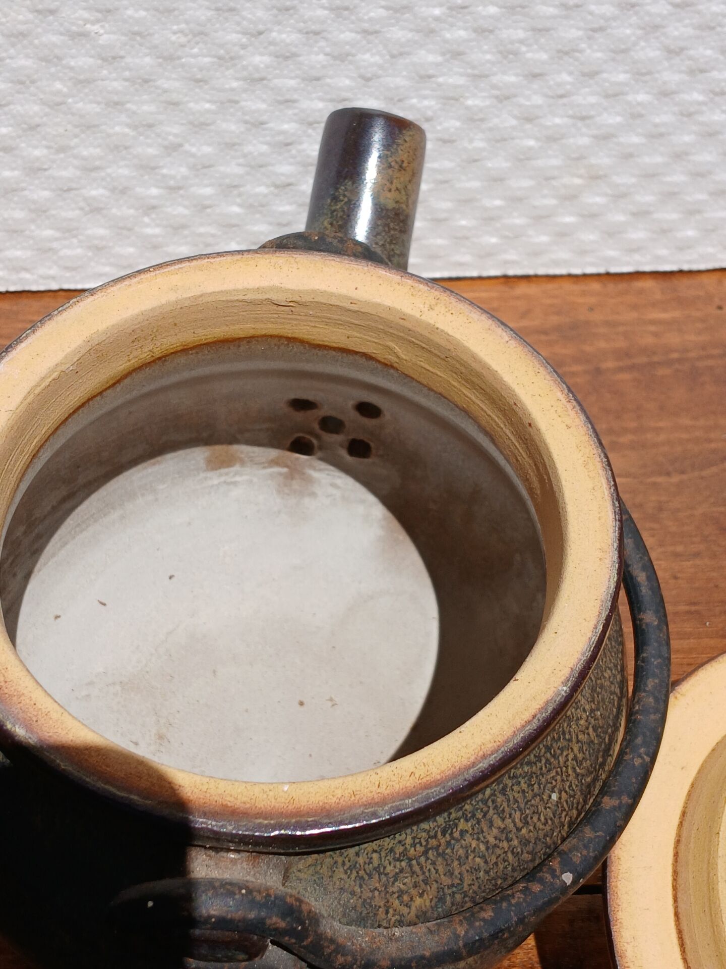 Vintage stoneware teapot from Puisaye, 1950s-60s.