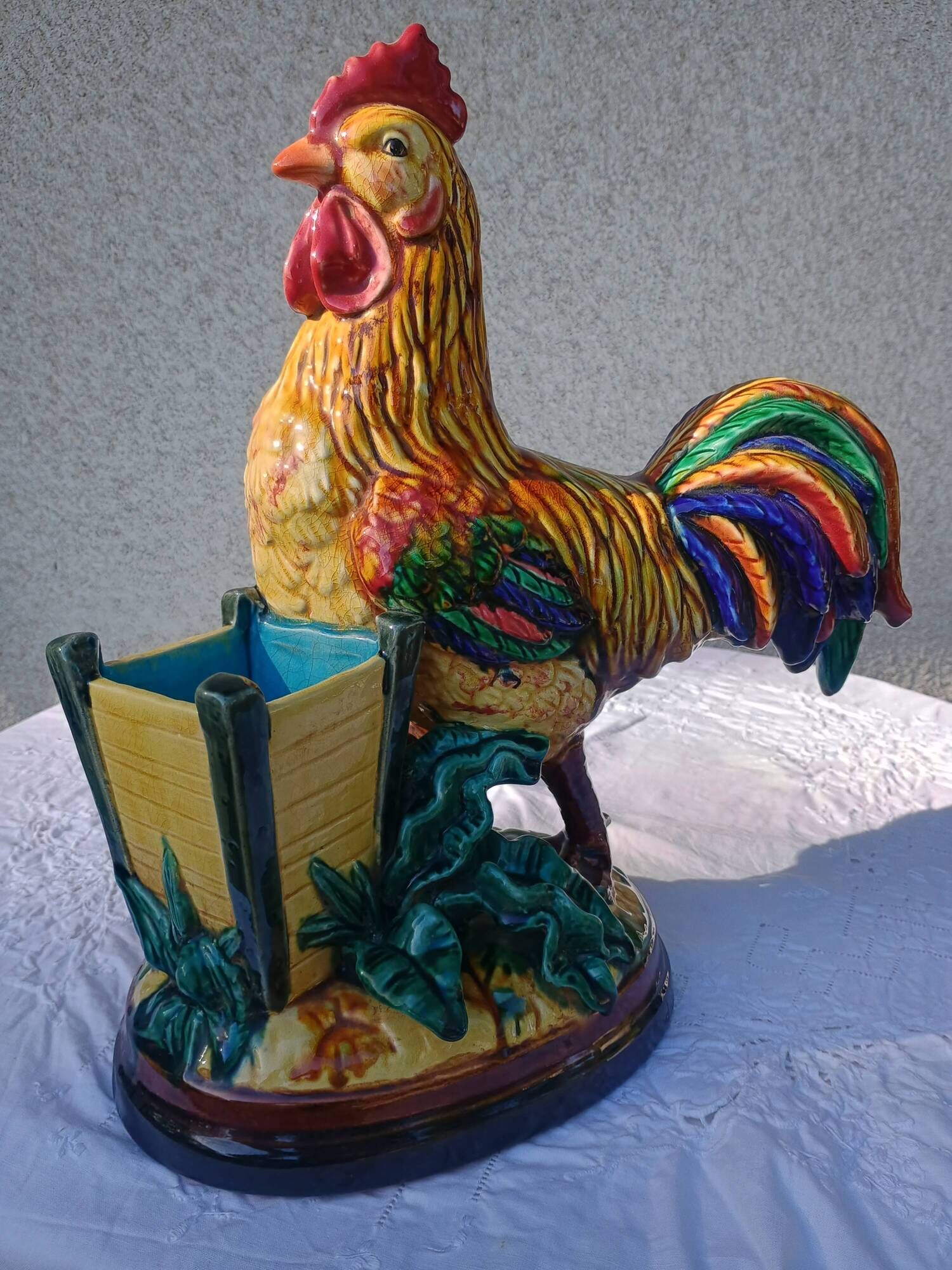 Cigarette case - Cigar pot - Rooster figurine - glazed ceramic