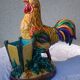 Cigarette case - Cigar pot - Rooster figurine - glazed ceramic