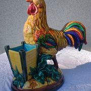 Porte-cigarettes - Pot à cigares - Statuette Coq - céramique émaillé