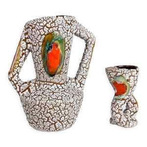 Paire de vases en céramique craquelée