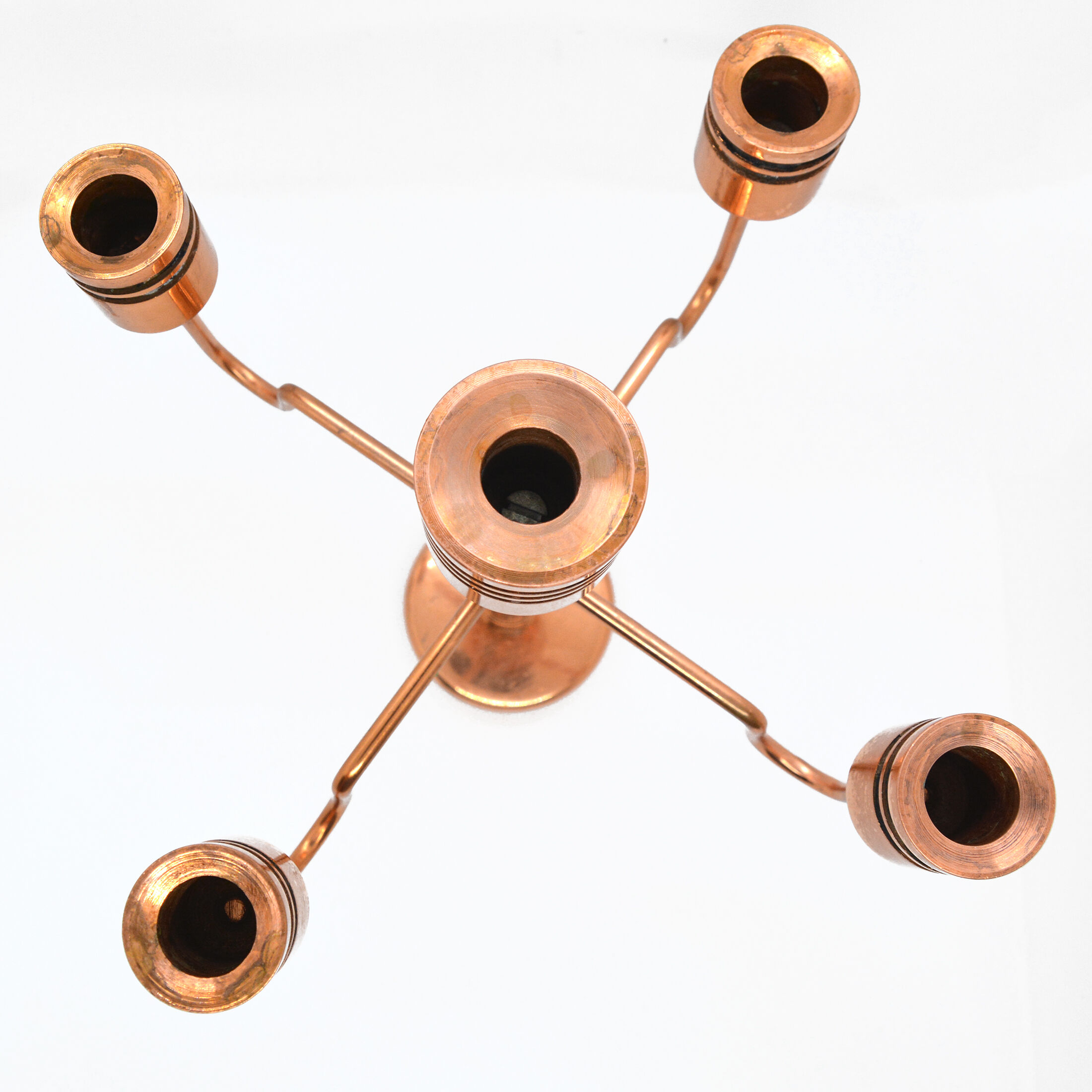 Copper five-arm candlestick Denmark 1960s