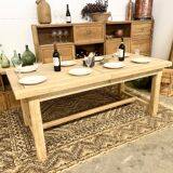 Solid oak farmhouse table with 2 central extensions