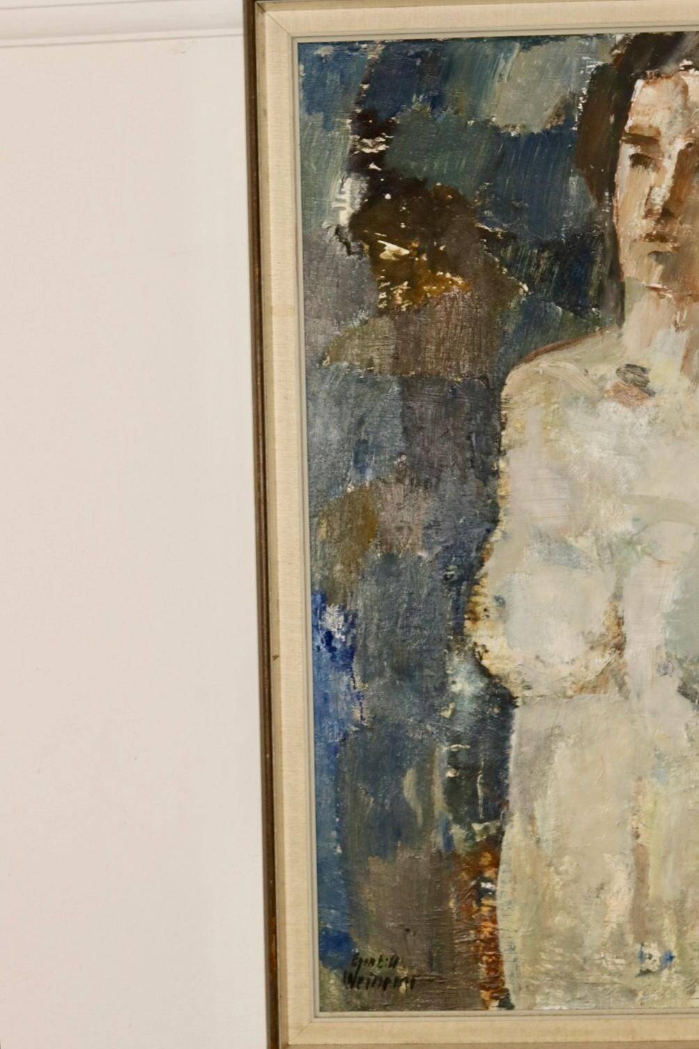 Large Swedish Mid-Century Oil On Canvas Painting" Nude Study " by Egon E:son Weinemo