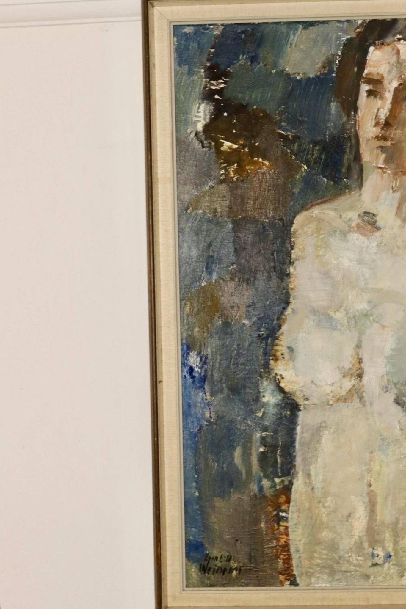 Large Swedish Mid-Century Oil On Canvas Painting" Nude Study " by Egon E:son Weinemo