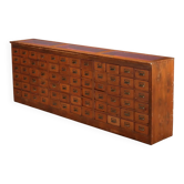 Antique chest of drawers in stained pine, 72 drawers, 20th century