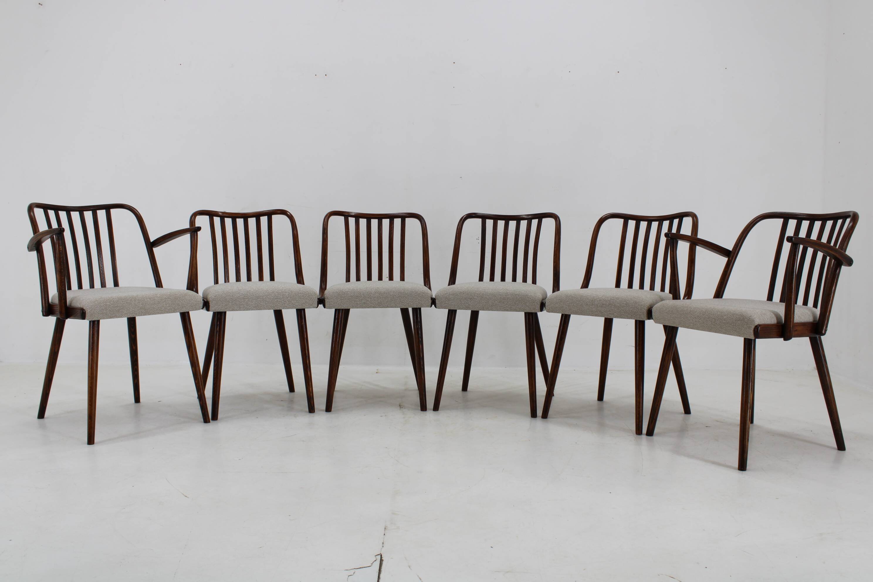 1960s Antonin Suman Set of Six Beech Dining Chairs, Restored