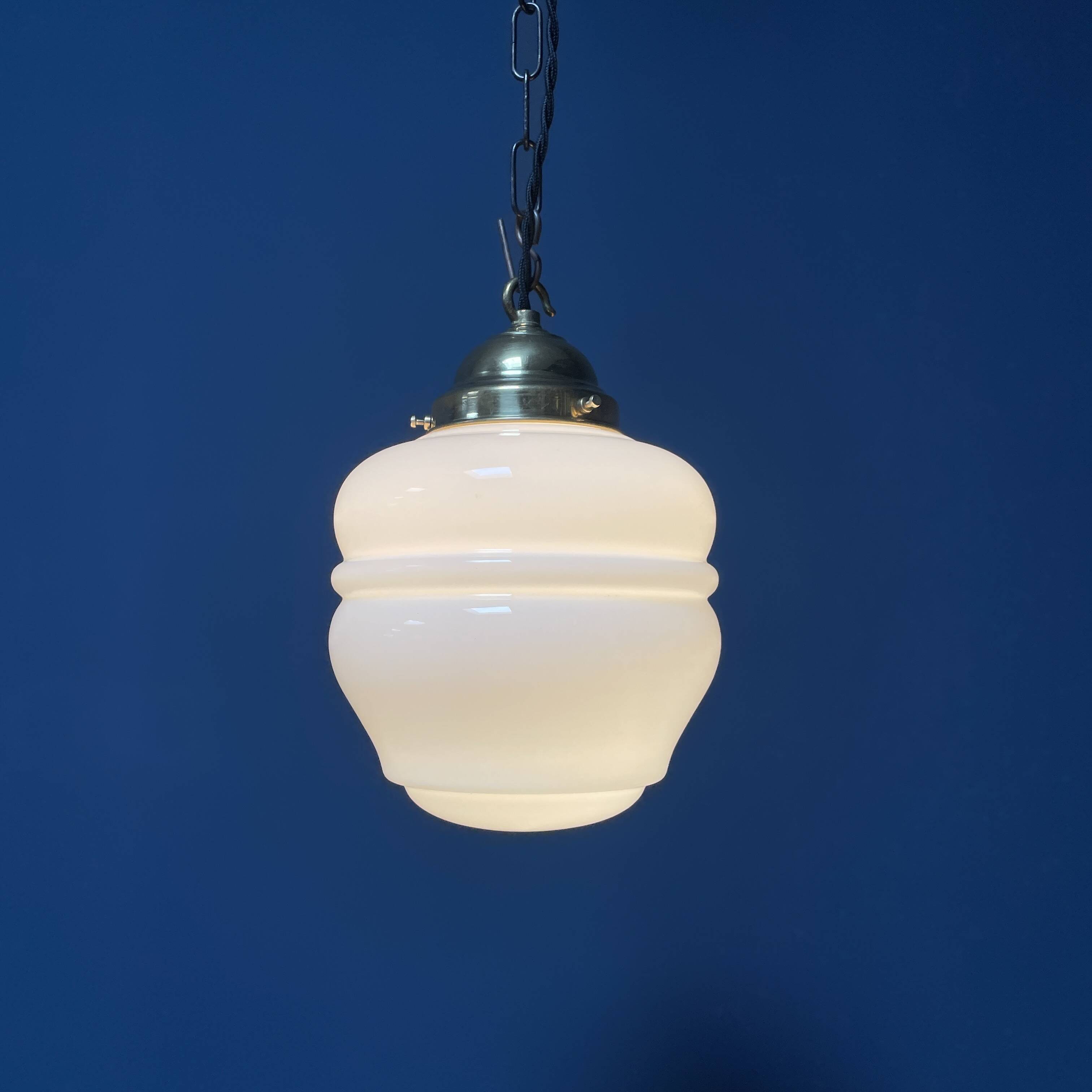 English opaline with brass glass pendant lamp