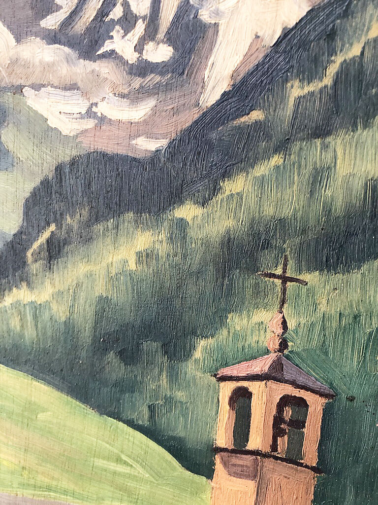 Oil painting landscape mountain 1947