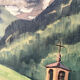 Oil painting landscape mountain 1947