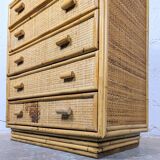 Light rattan chest of drawers with caning