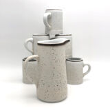 Set of 6 cups and speckled carafe