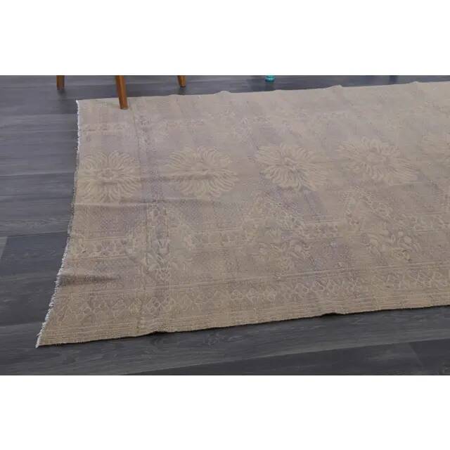 1970s Vintage Turkish Oushak Handmade Wool Cotton Purple Area Rug 168x268