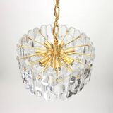 Superb brass and crystal glass light fixture Palazzo, Kalmar, Austria, 1970.