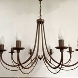 Pair of matte metal chandeliers