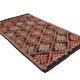 4x8 Red & Black Star Pattern Vintage Kilim Rug, 136x234Cm