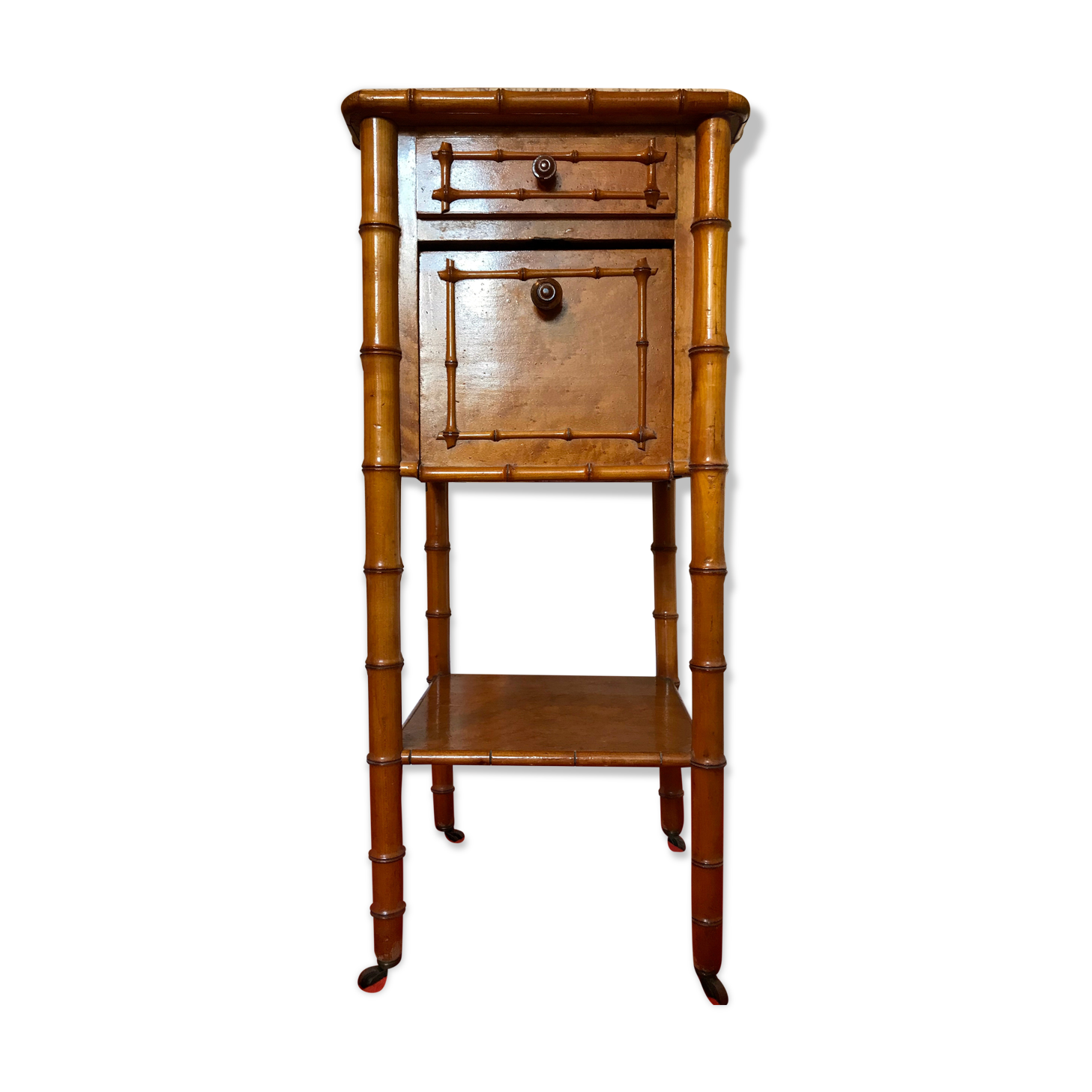 Bedside bamboo collection circa 1870 Napoleon III pitchpin cherry marble