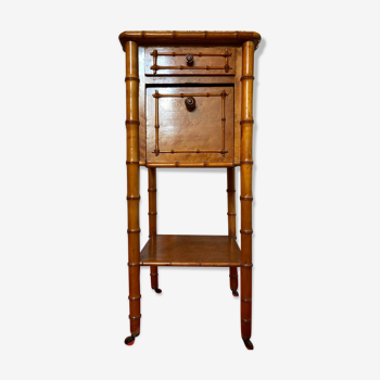 Bedside bamboo collection circa 1870 Napoleon III pitchpin cherry marble