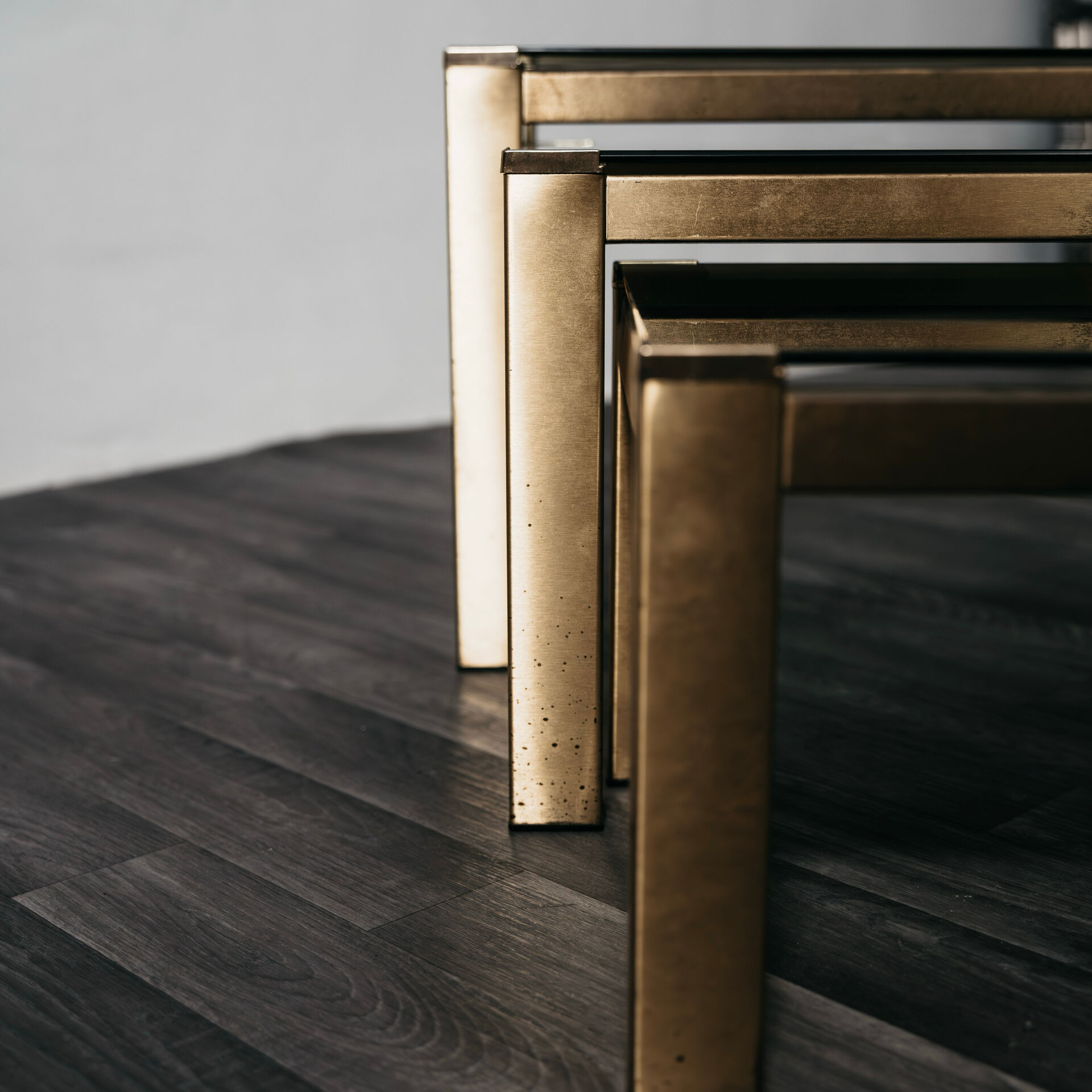 Tris tavoli Bassi Da Caffè ottone Hollywood Regency 1970 Design Modern