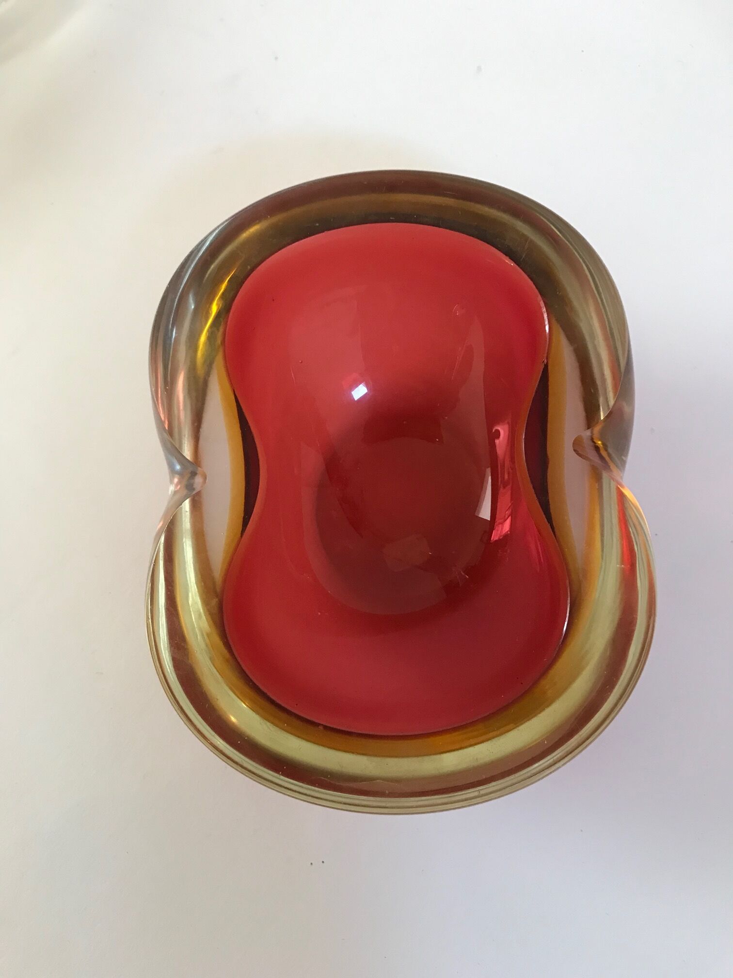 Ashtray sommerso red doubled yellow
