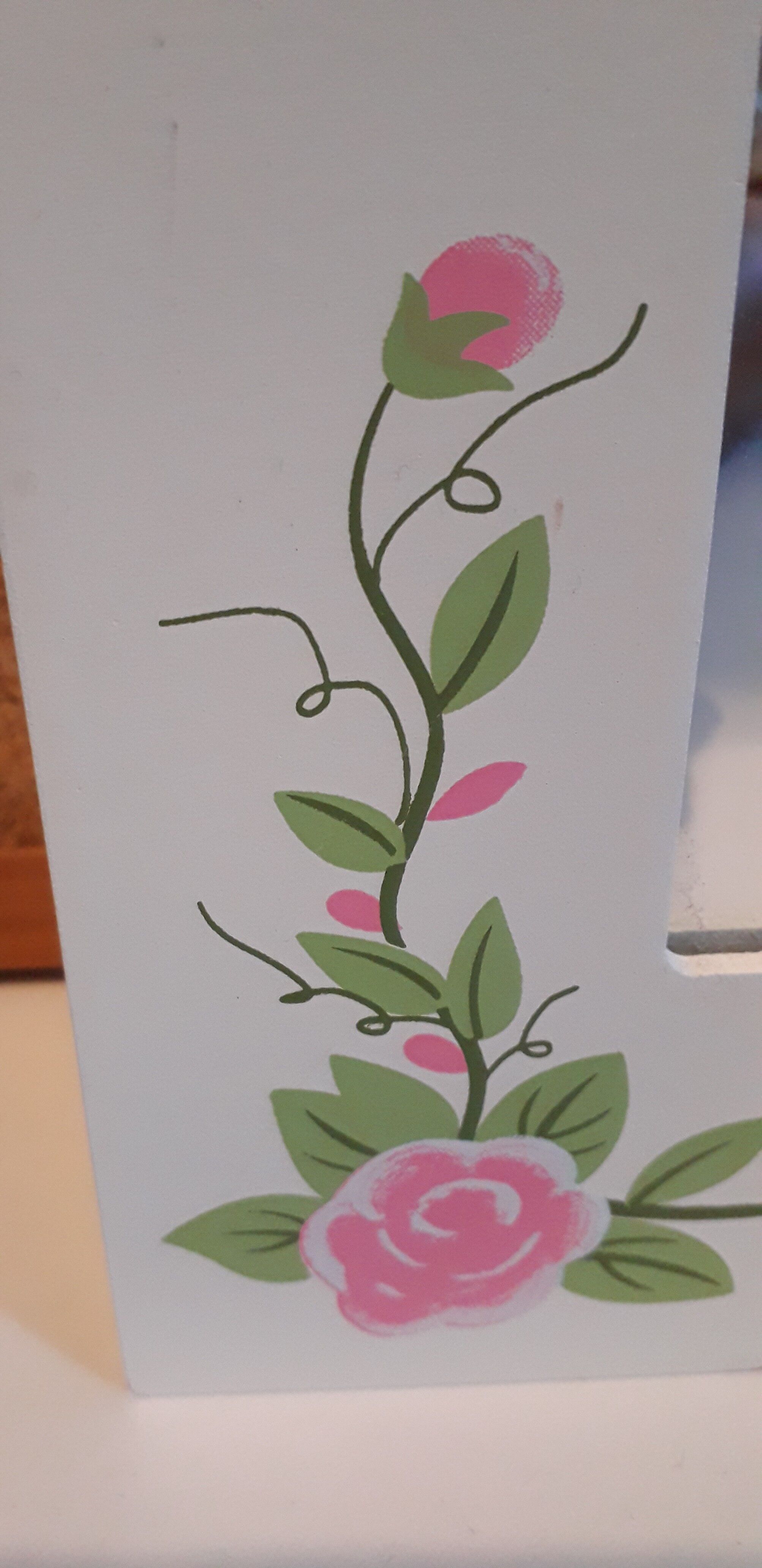 White mirrored toilet cabinet with floral pattern