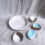 Large dish in white ceramic and earth
