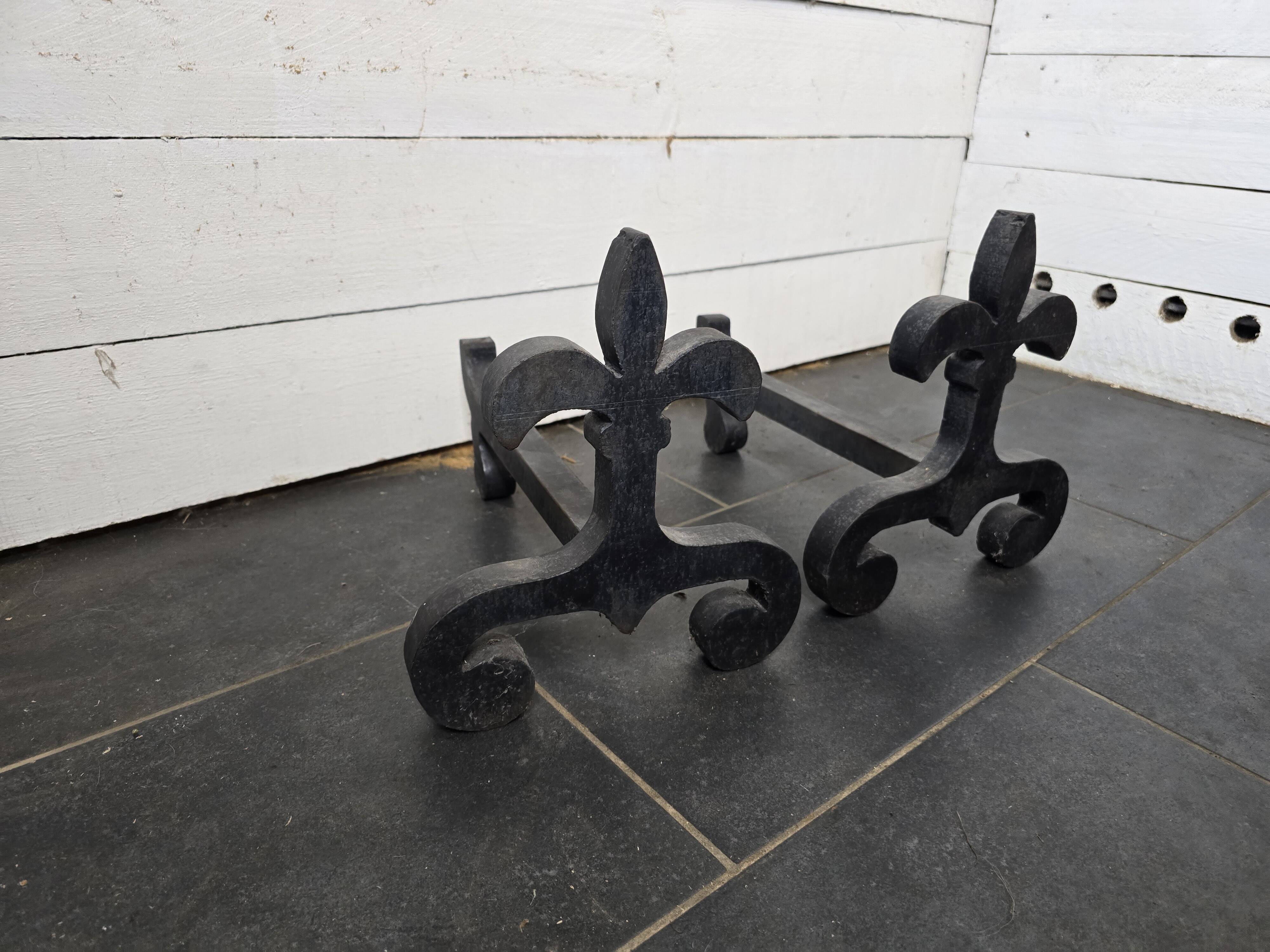 Pair of wrought iron andirons