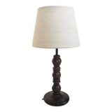 Turned wood lamp