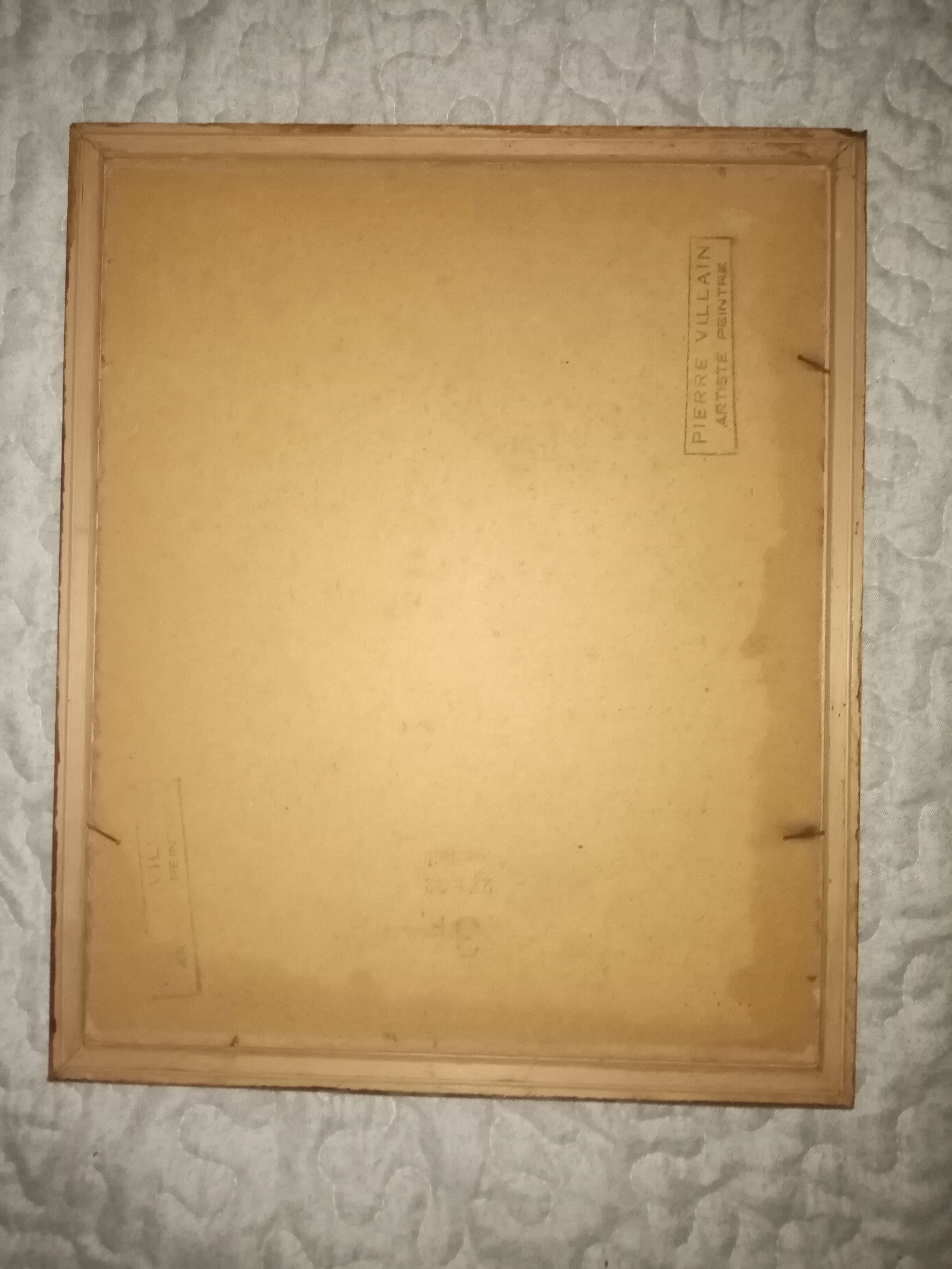 Impressionist painting oil on cardboard signed Pierre Villain walking scene