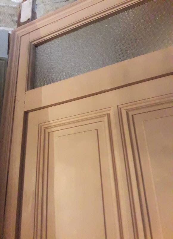 Old Haussmannian door 83x219.5cm with glazed transom frame.