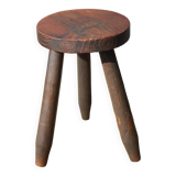 Vintage stool, wooden stool, tripod stool, brutalist, plant holder