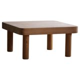 Square coffee table in solid pine with solid legs by Rainer Daumiller, mid-20th century brutalist style.