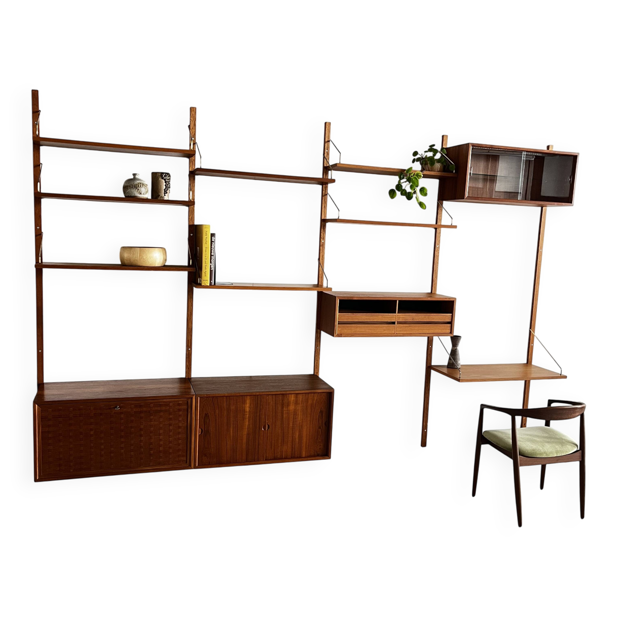 A wall unit with 4 compartments by Poul Cadovius, Denmark, 1960s.