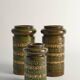 Vases en grès jaune et vert par Aldo Londi pour Bitossi, Italie, ensemble de 3