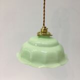 Vintage suspension lamp in green opaline