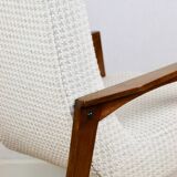 Vintage loft armchair herringbone natural fabric model from the 70s