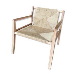 Fauteuil bois de chêne et paille