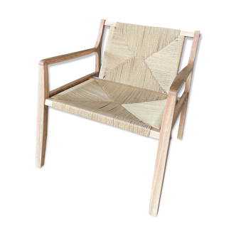 Fauteuil bois de chêne et paille