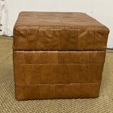 Vintage Sede leather pouf with chest